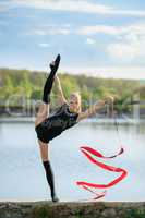 Teen Gymnast Doing Vertical Split