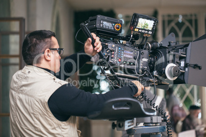 Camera operator working during filming