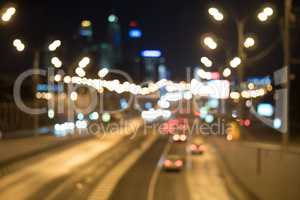 Blurred lights of city traffic at night