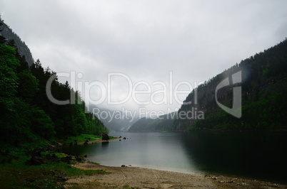 gosausee im nebel