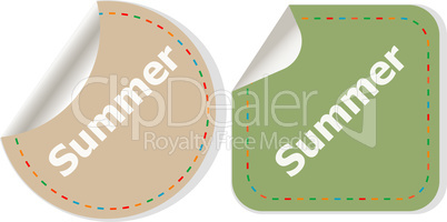 Word summer concept on button. Banner, web button or message for online web site, presentation or application