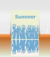 word summer and people hands, holiday concept, icon design