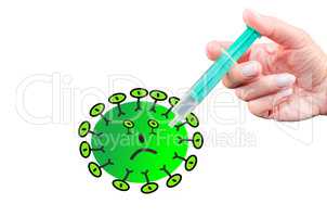Virus Symbol mit Spritze