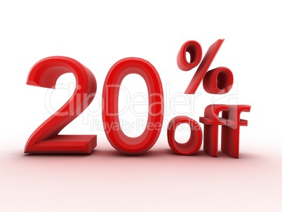 20% Off Promotional Sign Isolated on white background