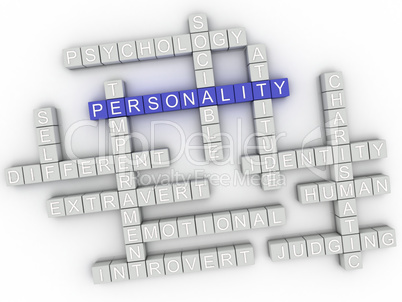 3d image Personality issues concept word cloud background
