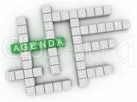 3d image Agenda issues concept word cloud background