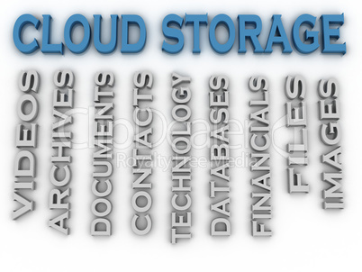 3d image Cloud storage issues concept word cloud background