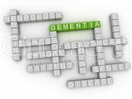 3d image Dementia issues concept word cloud background