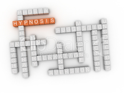 3d image Hypnosis issues concept word cloud background