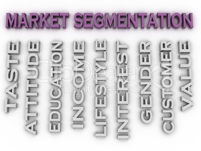 3d image Market segmentation  issues concept word cloud backgrou