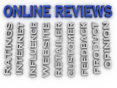 3d image Online reviews issues concept word cloud background