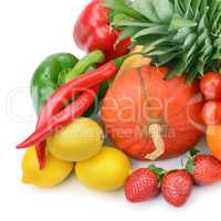 fruits and vegetables isolated on white background