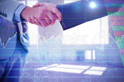 Composite image of business handshake