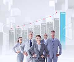 Composite image of business colleagues standing in a row