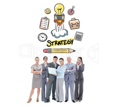 Composite image of business team looking at camera