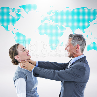 Composite image of business team fighting