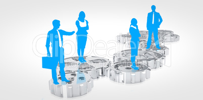 Composite image of blue business silhouette