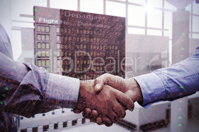 Composite image of men shaking hands