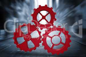 Composite image of red cog and wheel
