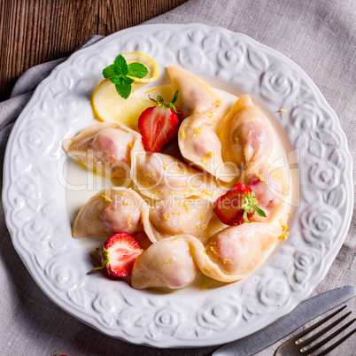 pierogi with strawberries