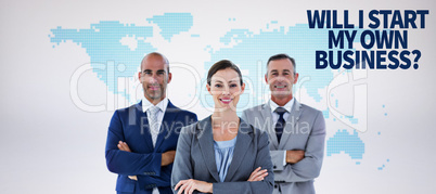 Composite image of business colleagues smiling at camera