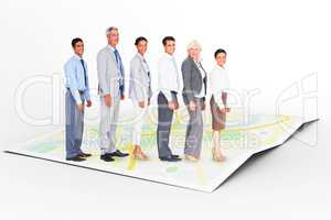 Composite image of business people looking at camera