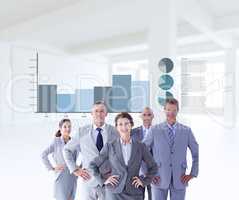 Composite image of business colleagues standing in a row