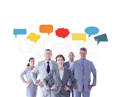 Composite image of business colleagues standing in a row