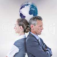 Composite image of business team not talking to each other