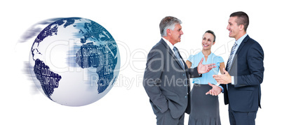 Composite image of business people standing and talking