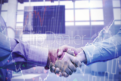 Composite image of men shaking hands