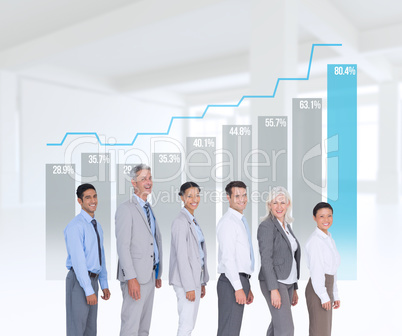 Composite image of business people looking at camera Composite image of business people looking at camera