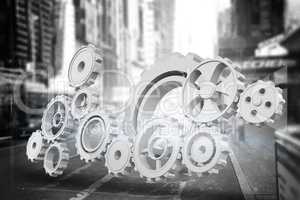 Composite image of cog and wheel