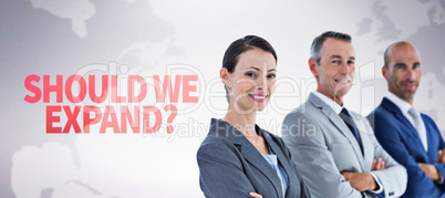 Composite image of business colleagues smiling at camera