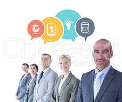 Composite image of business colleagues looking at camera