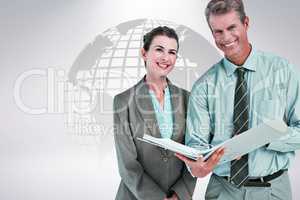 Composite image of business team with file
