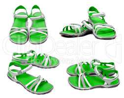 Set of green summer sandals