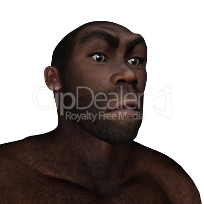 Male homo erectus angry - 3D render