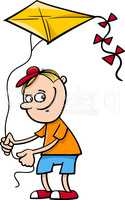 boy with kite cartoon illustration