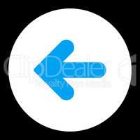 Arrow Left flat blue and white colors round button