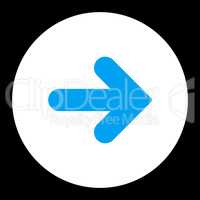 Arrow Right flat blue and white colors round button