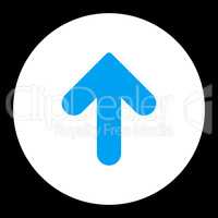 Arrow Up flat blue and white colors round button