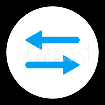 Arrows Exchange Horizontal flat blue and white colors round button