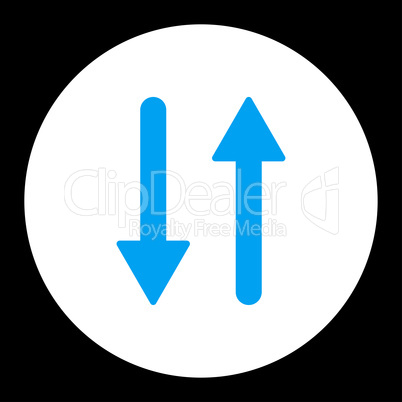 Arrows Exchange Vertical flat blue and white colors round button