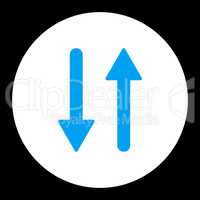 Arrows Exchange Vertical flat blue and white colors round button