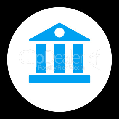 Bank flat blue and white colors round button