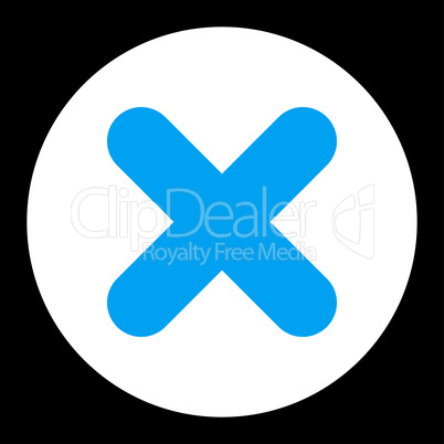 Cancel flat blue and white colors round button