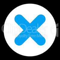 Cancel flat blue and white colors round button