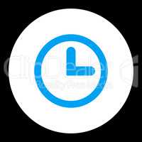 Clock flat blue and white colors round button