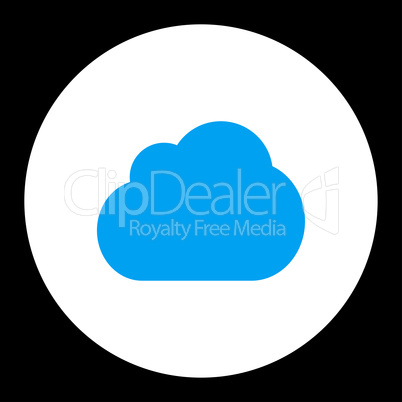 Cloud flat blue and white colors round button